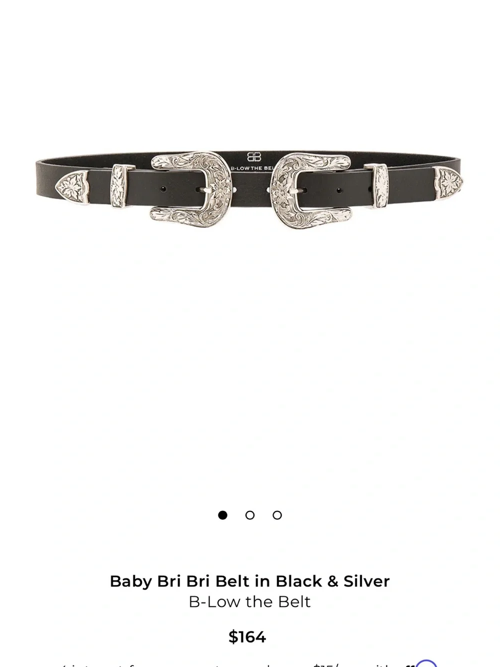 B-Low the Belt Black Double Western Buckle Belt with Silver Hardware